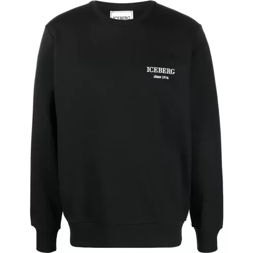 Schwarzer Pullover mit kleinem Logo , Herren, Größe: M - Iceberg - Modalova