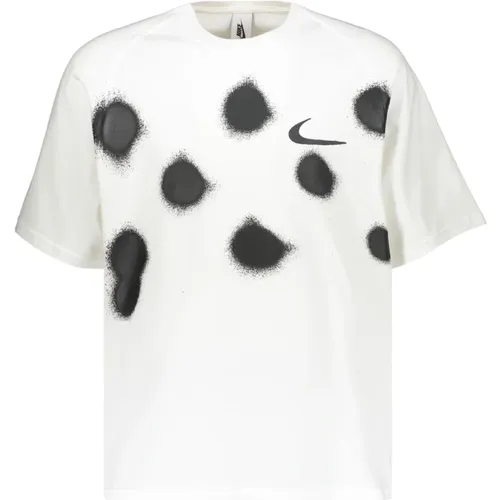 Off , Kurzarm T-Shirt mit Spray-Print , Herren, Größe: L - Off White - Modalova