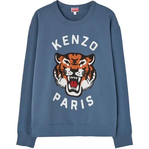 Bestickter Blauer Pullover , Herren, Größe: M - Kenzo - Modalova