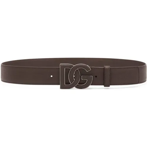 Leather Belt Silver Buckle , male, Sizes: 110 CM, 95 CM, 90 CM, 100 CM, 85 CM, 105 CM - Dolce & Gabbana - Modalova