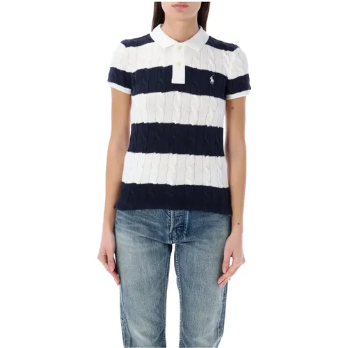 Blau-weiß gestreiftes Poloshirt , Damen, Größe: L - Ralph Lauren - Modalova