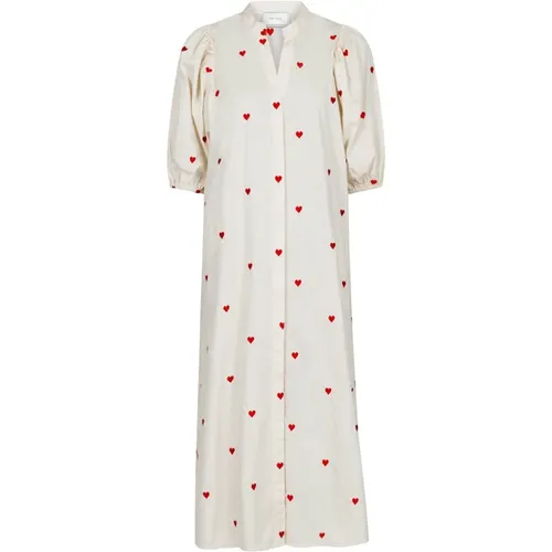 Heart Embroidered Dress Verossa Cream , female, Sizes: XS - NEO NOIR - Modalova