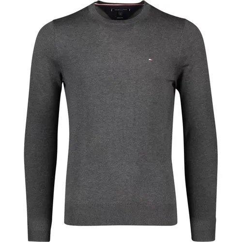 Grauer Pullover mit Rundhalsausschnitt , Herren, Größe: 2XL - Tommy Hilfiger - Modalova