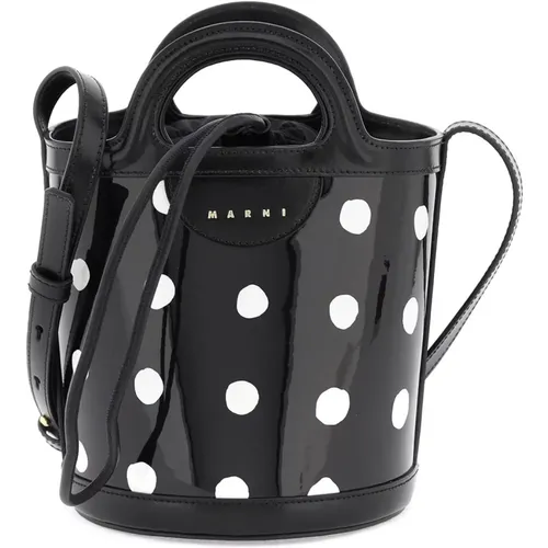 Patent Leather Tropicalia Bucket Bag with Polka-Dot Pattern , female, Sizes: ONE SIZE - Marni - Modalova