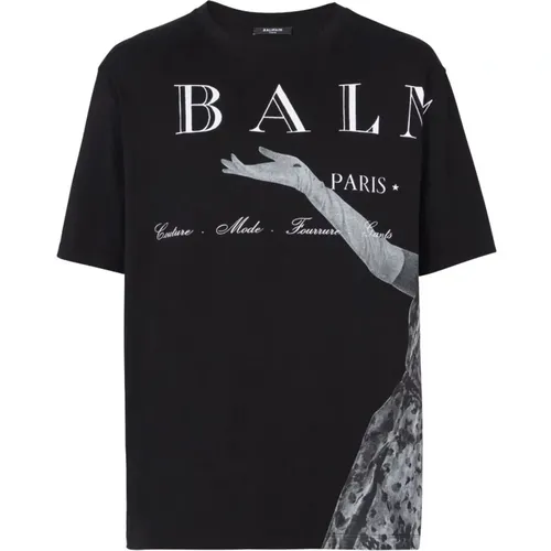 Printed Casual T-Shirt in , male, Sizes: 3XL - Balmain - Modalova