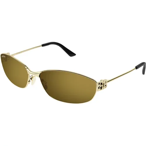 Ovale Metallsonnenbrille mit BB-Scharnier , unisex, Größe: 65 MM - Balenciaga - Modalova