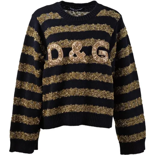 Frauen Crewneck D&G Applikationen Pullover - Dolce & Gabbana - Modalova