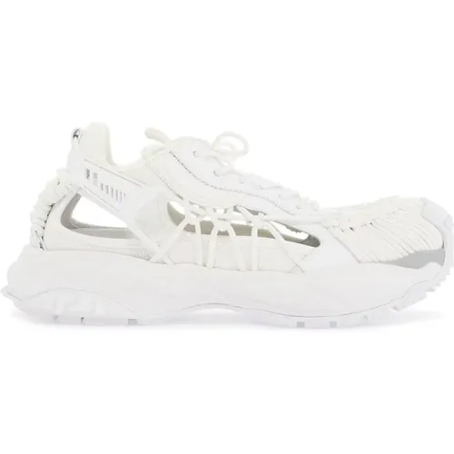 Futuristic Leather Sneakers with Cord Weave , female, Sizes: 6 UK, 4 UK, 7 UK, 8 UK, 5 UK, 3 UK - Versace - Modalova