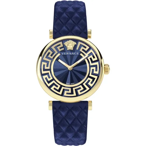 Blau Leder Damen Uhr Versace - Versace - Modalova
