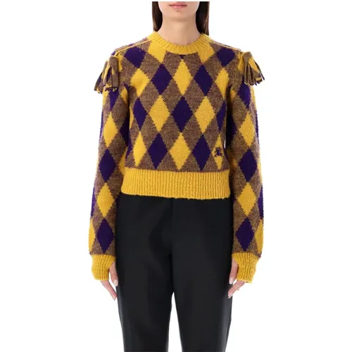 Argyle Wool Sweater Yellow Purple , female, Sizes: M - Burberry - Modalova
