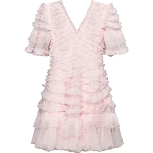 Rose Tulle Frilled Dress , female, Sizes: XS - Needle & Thread - Modalova