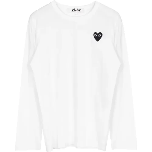 Schwarzes Heart Logo Langarm T-Shirt , Herren, Größe: 2XL - Comme des Garçons Play - Modalova