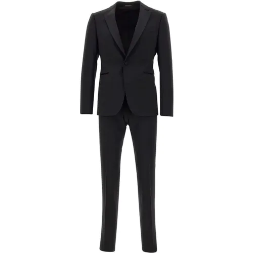 Formal Wool Suit with Satin , male, Sizes: L, XL - Emporio Armani - Modalova