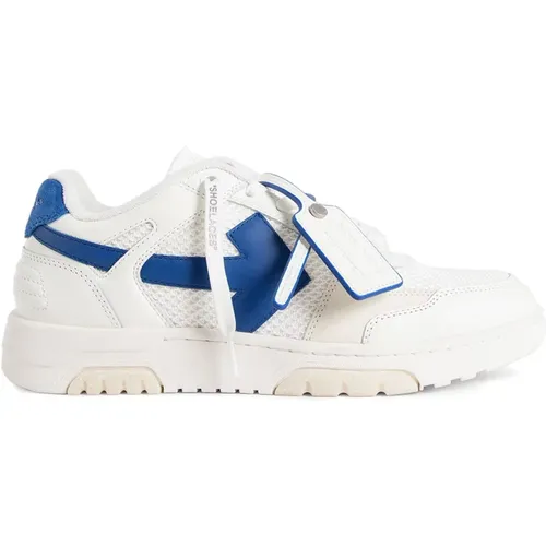 Off , Blue Mesh Leather Sneakers , male, Sizes: 5 UK, 6 UK, 7 UK - Off White - Modalova