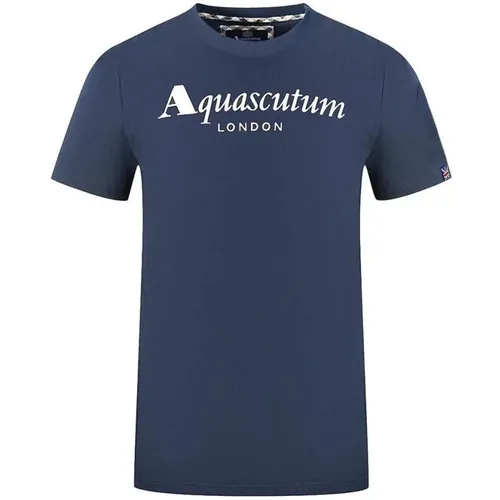 Baumwoll-T-Shirt mit Union Jack Flagge , Herren, Größe: L - Aquascutum - Modalova