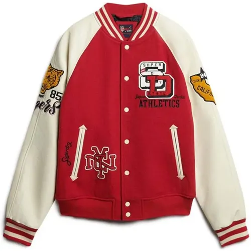 Classic American College Varsity Patched Jacket , male, Sizes: L, XL - Superdry - Modalova