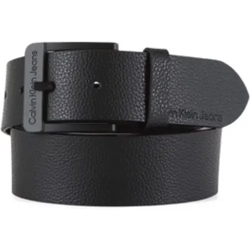 Embossed Leather Belt with Metal Buckle , male, Sizes: 95 CM, 105 CM, 110 CM, 115 CM, 100 CM, 90 CM - Calvin Klein Jeans - Modalova