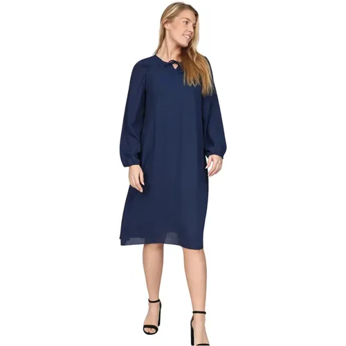 Enova.Sp24 Navy Dress with Pleats , female, Sizes: XL, M, L - 2-Biz - Modalova