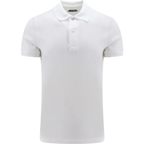 Weißes T-Shirt Polo Logo Stickerei - Tom Ford - Modalova