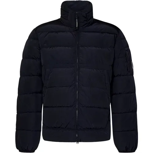 Navy Down Padded Jacket with Lens , male, Sizes: L - C.P. Company - Modalova