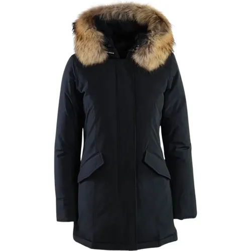Technical Fabric Parka with Detachable Raccoon Fur Hood , female, Sizes: XS - Woolrich - Modalova