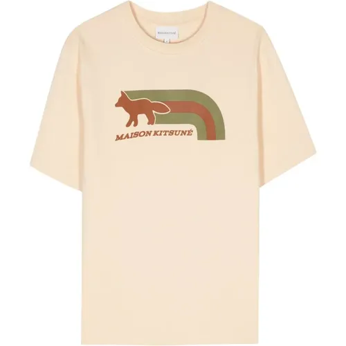 Fuchsmotiv Baumwoll T-shirt , Herren, Größe: M - Maison Kitsuné - Modalova