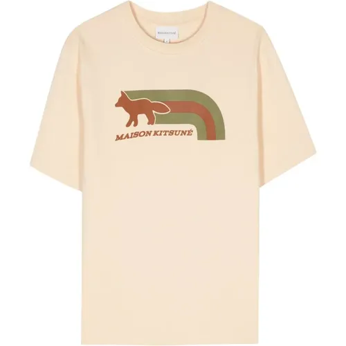Fuchsmotiv Baumwoll T-shirt , Herren, Größe: S - Maison Kitsuné - Modalova