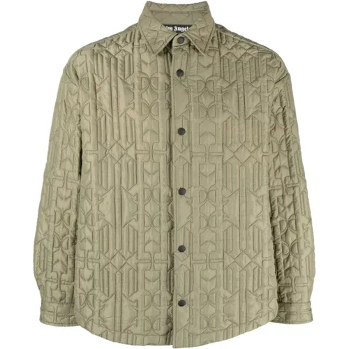 Quilted Shirt Jacket , male, Sizes: M - Palm Angels - Modalova
