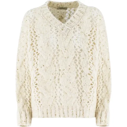 Schicker Sequin V-Ausschnitt Pullover - PANICALE - Modalova