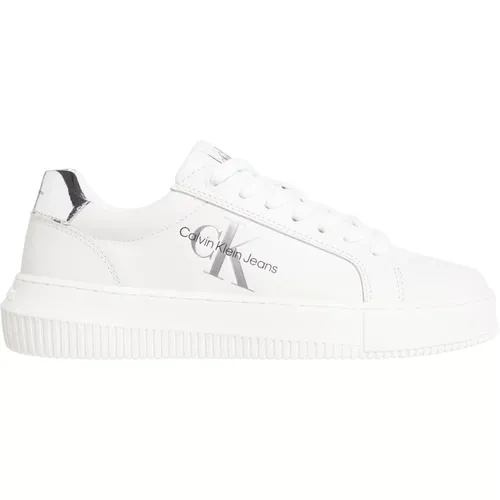 Weiße Sneakers Leder Bequeme Schaumsohle , Damen, Größe: 40 EU - Calvin Klein - Modalova