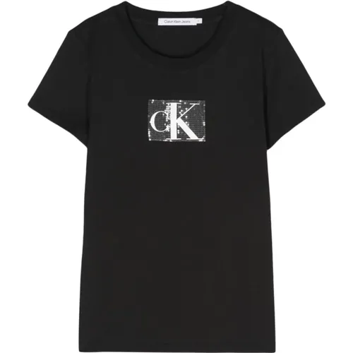Schwarze T-Shirts und Polos von Calvin Klein , Damen, Größe: S - Calvin Klein Jeans - Modalova