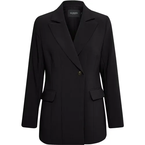 Klassische Fitted Blazer Jacke Schwarz , Damen, Größe: 2XL - Soaked in Luxury - Modalova