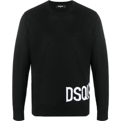 Schwarzer Crewneck Sweatshirt , Herren, Größe: L - Dsquared2 - Modalova