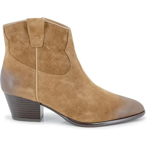 Suede Ankle Boots with Laminated Heel , female, Sizes: 3 UK, 6 UK, 5 UK, 8 UK, 7 UK - Ash - Modalova