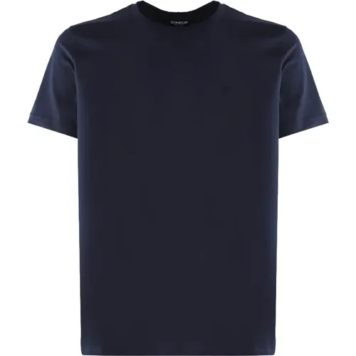 Herren Blaues Logo T-Shirt - Italienische Baumwolle - Dondup - Modalova