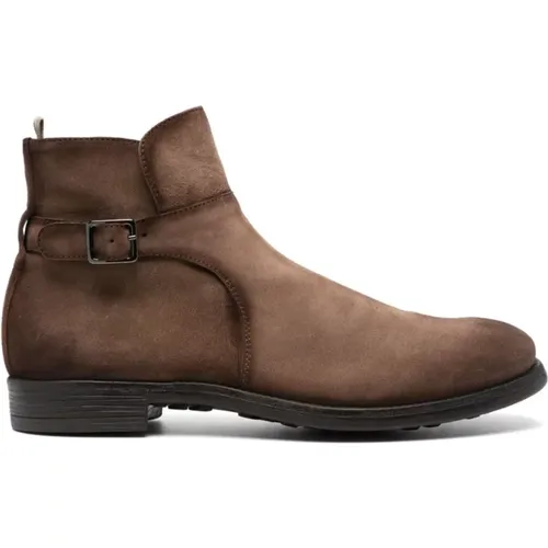 Braune Wildleder Stiefeletten mit Schnalldetails , Herren, Größe: 43 EU - Officine Creative - Modalova