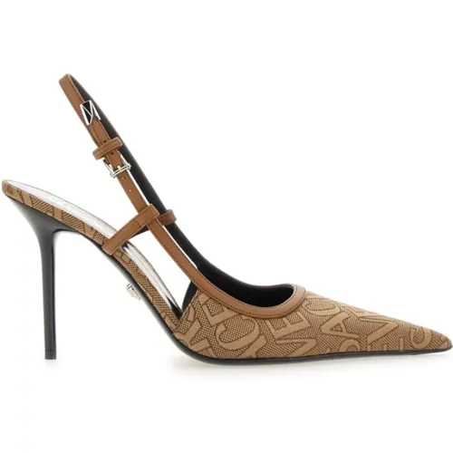 Logo Print Pumps , female, Sizes: 3 UK - Versace - Modalova