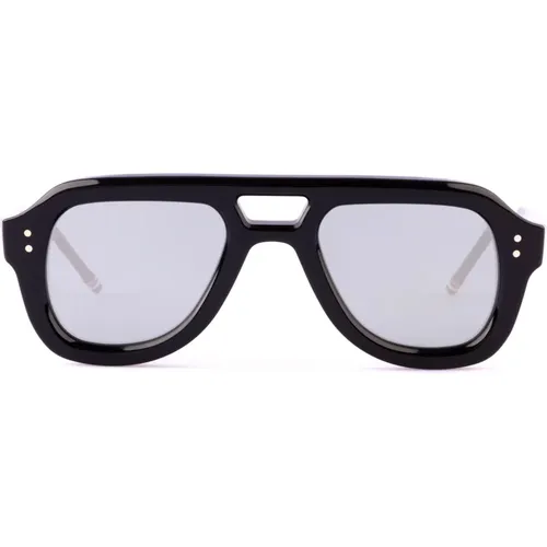 Schwarze Rechteckige Aviator-Sonnenbrille - Thom Browne - Modalova