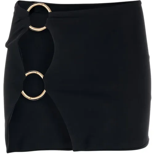 Double-Ring Miniskirt with Gold-Tone Hardware , female, Sizes: S - Louisa Ballou - Modalova