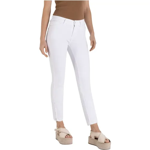 Slim Fit Cropped Jeans mit Reißverschluss-Detail , Damen, Größe: M - MAC - Modalova