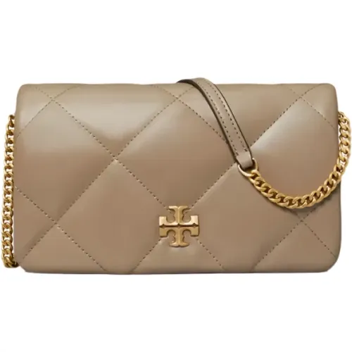 Diamant-Stepp Kettenbrieftasche - Taupe - TORY BURCH - Modalova