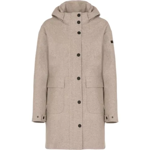 Taupe Woll-Kaschmir-Parka mit Kapuze , Damen, Größe: M - RRD - Modalova