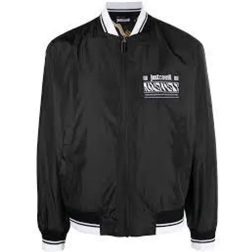 Reversible Nylon Jacket with All Over Logo Print , male, Sizes: L, M, S - Just Cavalli - Modalova