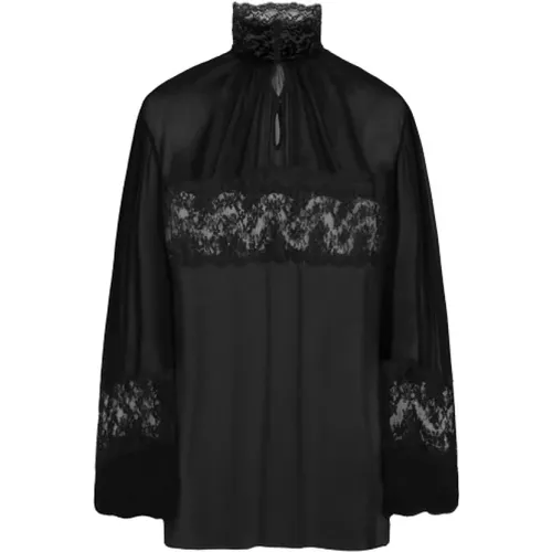 Floral Lace Crepe Shirt , female, Sizes: S, XS - Dolce & Gabbana - Modalova