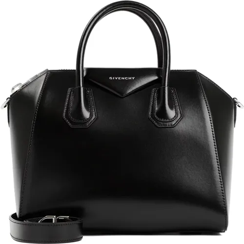 Schwarze Lederhandtasche mit Obergriffen - Givenchy - Modalova