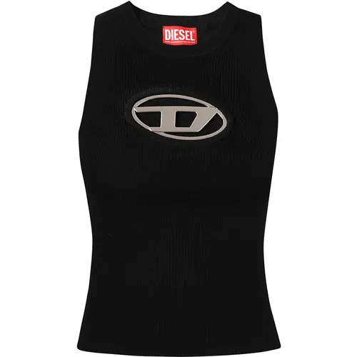 Schwarzes Rippstrick Tanktop Aw24 , Damen, Größe: M - Diesel - Modalova