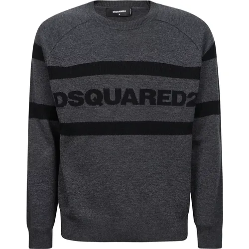 Graue Sweaters mit Kontrast-Logo und Raglan-Ärmeln - Dsquared2 - Modalova
