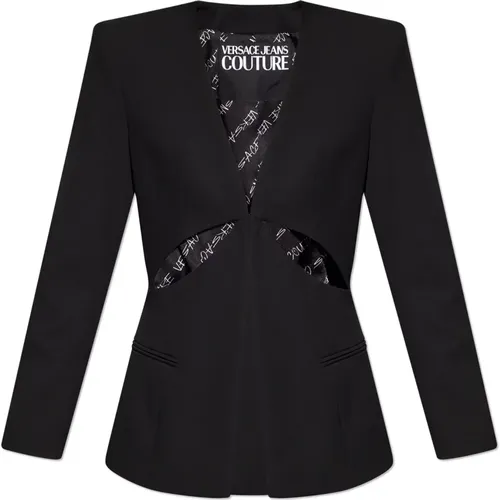 Blazer with decorative slashes , female, Sizes: S - Versace Jeans Couture - Modalova