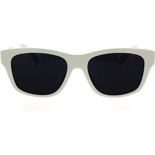 Geometrische Sonnenbrille mit weißem Rahmen und grauen Gläsern - Celine - Modalova