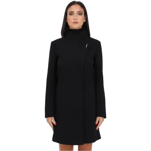 High Neck Wool Coat with Jewel Pin , female, Sizes: S, XL - Liu Jo - Modalova